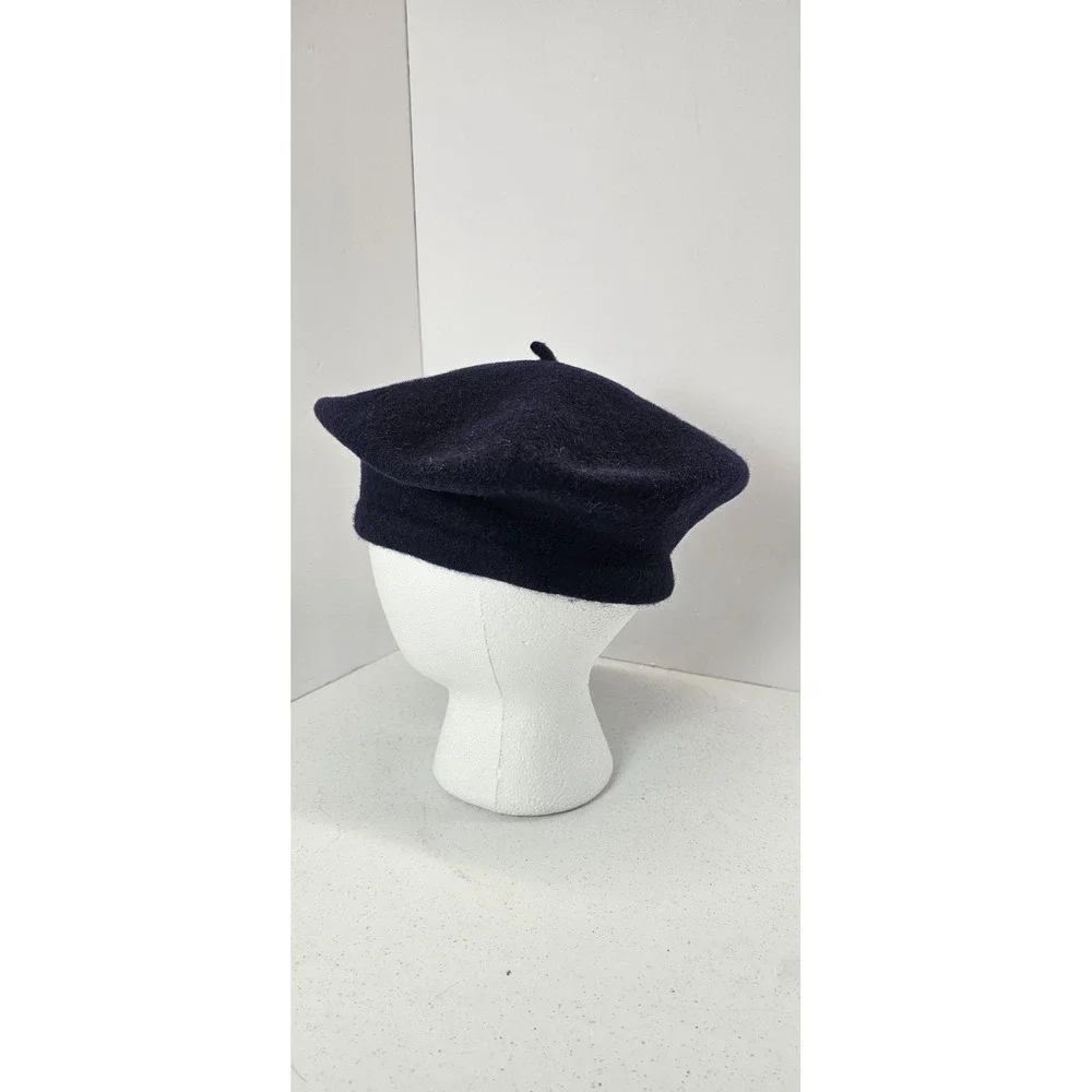 Vintage Navy Blue 100% Wool Beret Hat Made In Czechoslovakia French Style Cap - Picture 4 of 6